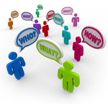 Asking Questions in Speech Bubbles Seeking Support clipart