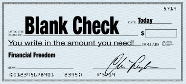 Blank Check - Financial Freedom from Wealth clipart