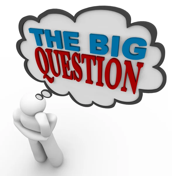 The Big Question - Thinking Person Asks in Thought Bubble — Stock Photo, Image
