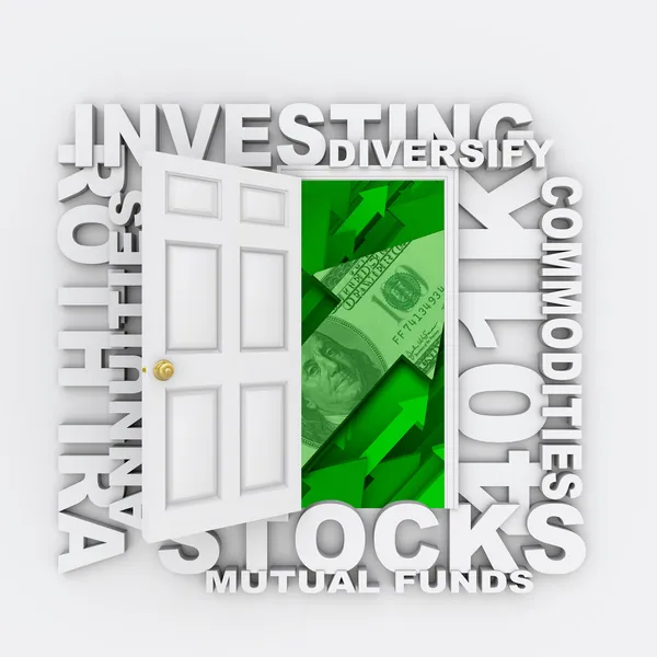 Investeringar - öppna dörren till diversifierad investerar tillväxt — Stockfoto