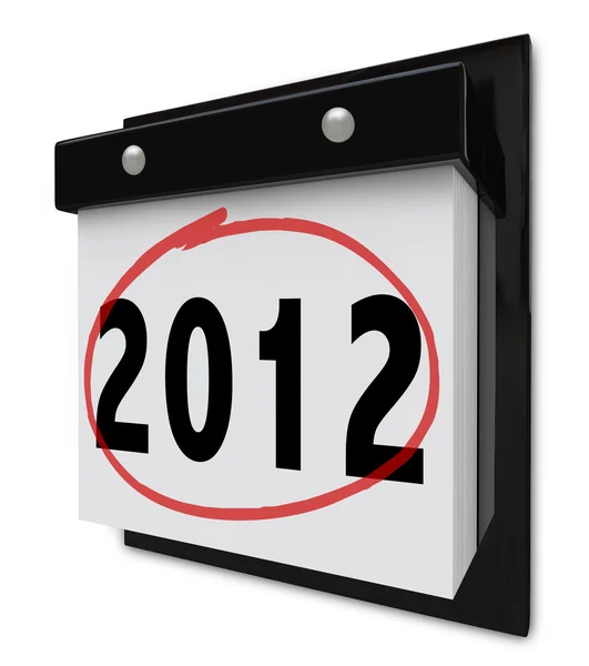 2012 - fali naptár, amely megjeleníti az új év napja — Stock Fotó