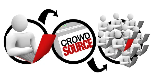 Crowdsourcing - διάγραμμα του πλήθος ΠΗΓΗΣ — Φωτογραφία Αρχείου