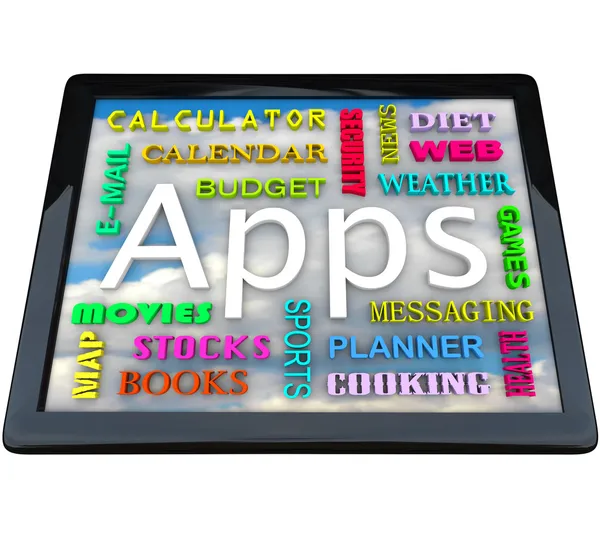 Tisch-Computer - Apps Wörter für Anwendungen — Stockfoto