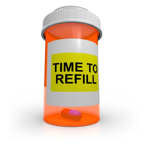 Garrafa de prescrição vazia - Tempo para recarregar — Fotografia de Stock