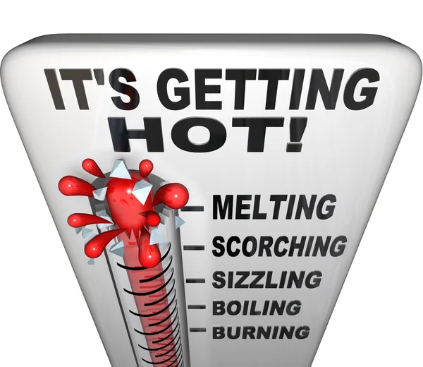 Thermomètre - Éclatement croissant de mercure - Augmentation de la chaleur — Photo
