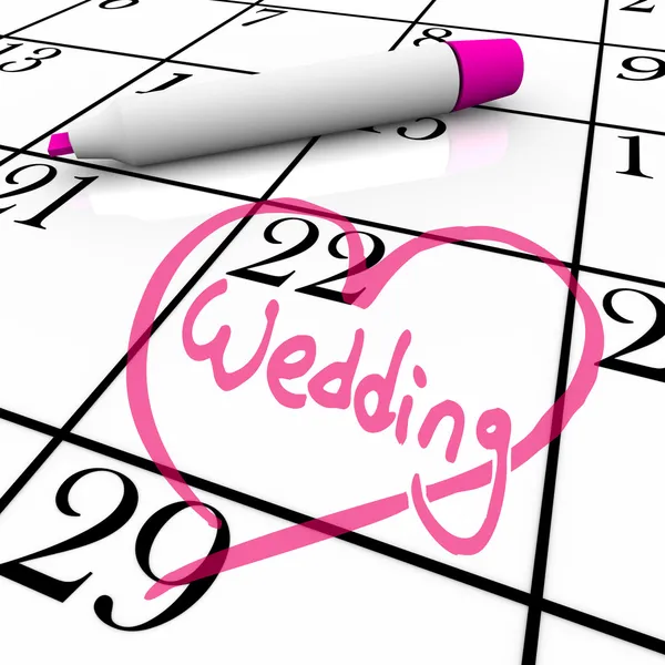 Matrimonio - Giorno del matrimonio cerchiato con cuore — Foto Stock