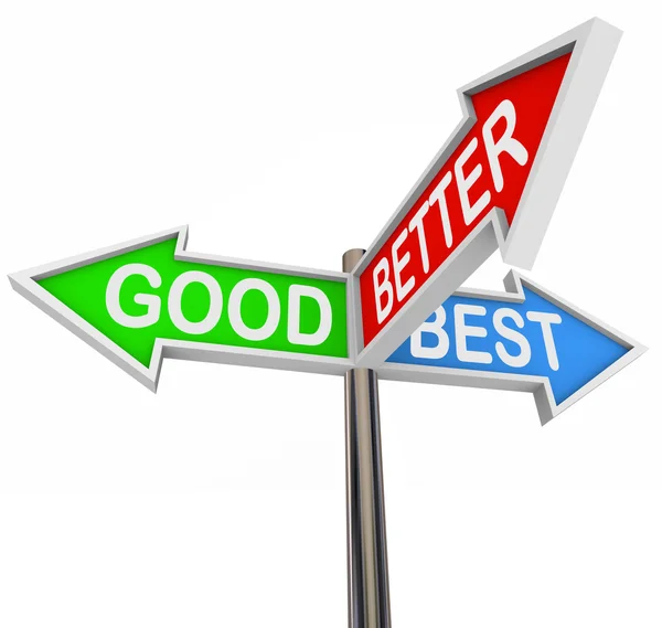 Buenas Mejores Mejores Opciones - 3 Señales de Flecha Coloridas — Foto de Stock