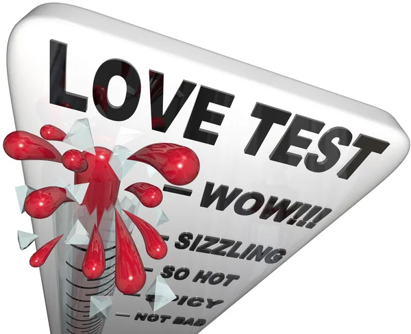 Тест на любовь - термометр лопается от страсти — стоковое фото