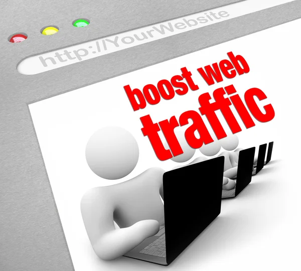 Aumentar el tráfico web - Captura de pantalla de Internet — Foto de Stock