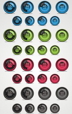 Colorful set of vector timer. Web elements. clipart