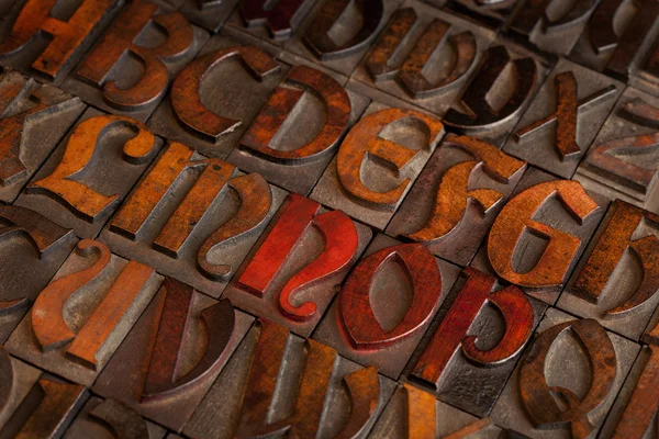 Antique letterpress printing blocks — Stockfoto