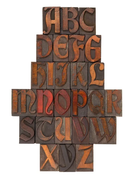 Anglická abeceda abstraktní - starožitný typ — Stock fotografie