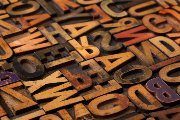 Alphabet abstract in vintage printing blocks — Stock Photo, Image