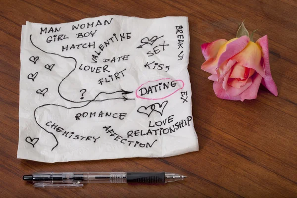 Dating and romance - napkin doodle — Stock Photo, Image