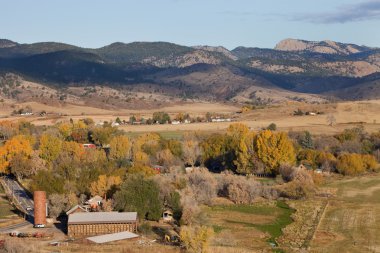 Colorado mountain village and farmland clipart