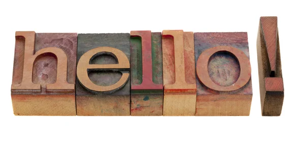 Hello word in letterpress type — Stock Photo, Image