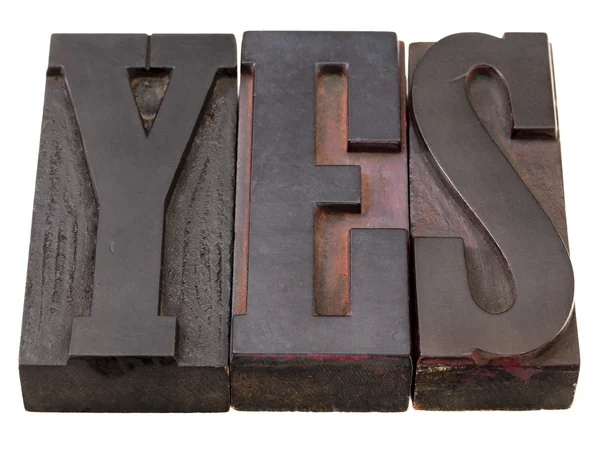 stock image Yes - word in antique letterpress type