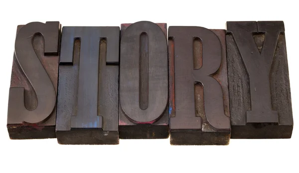 Ιστορία - λέξη στο letterpress τύπου — Φωτογραφία Αρχείου