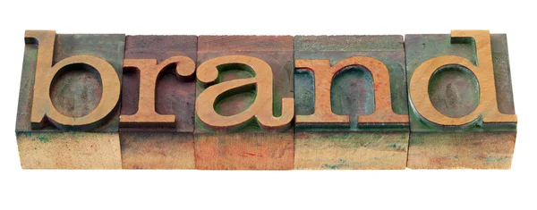 Słowo marki w typ typografia — Zdjęcie stockowe