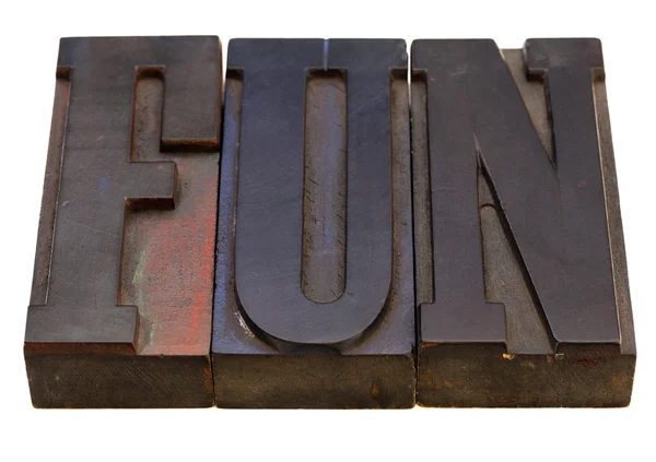 Fun word in letterpress type — Stock Photo, Image