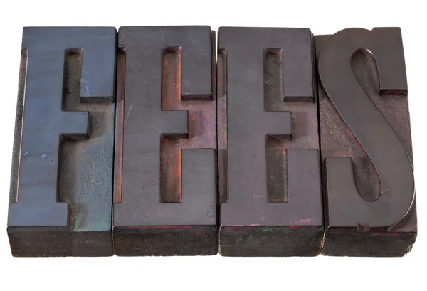 Τέλη - λέξη στο letterpress τύπου — Φωτογραφία Αρχείου