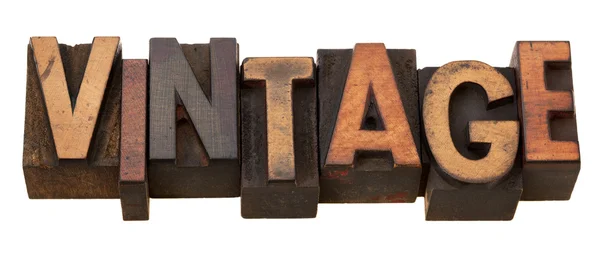 Vintage, word in letterpress type — Stock Photo, Image
