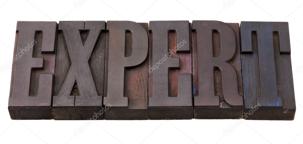 Expert word in letterpress type