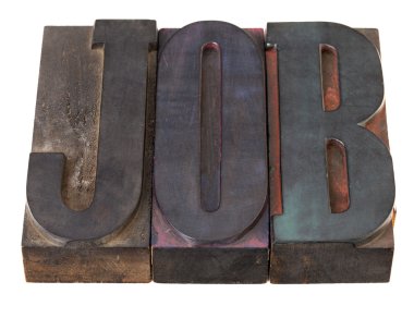 Job - word in letterpress type clipart