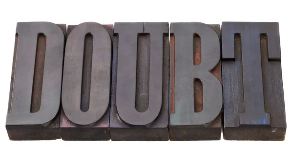 Doute Mot Blocs Impression Typographie Vintage Bois Teinté Par Des — Photo