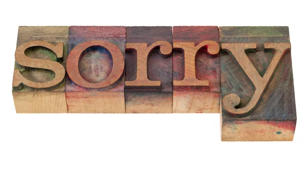 Entschuldigung - Wort im Buchdruck — Stockfoto