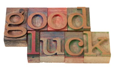 Good luck- phrase in letterpress type clipart