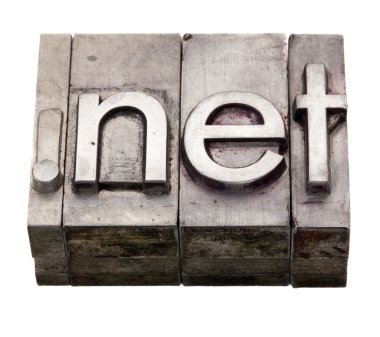 Dot net - internet domain in letterpress type clipart