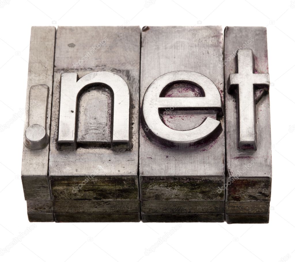 Dot net - internet domain in letterpress type