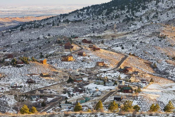 Bostadshus Sluttningarna Klippiga Bergen Nära Fort Collins Colorado Vinter Eftermiddag — Stockfoto