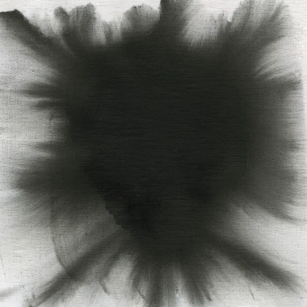 白いアーティスト綿のキャンバスに 自作の大まかな不規則な黒水彩抽象のテクスチャ — ストック写真