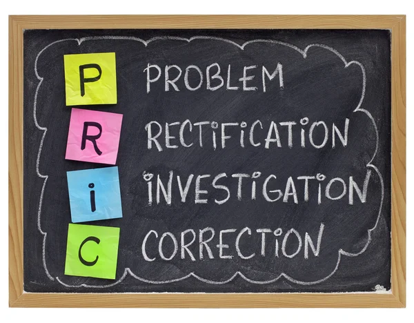 Pric Problem Rectification Investigation Correction Good Quality Management Practice Sticky — Stock Photo, Image