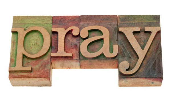 Pray word in letterpress type — Stock Photo, Image
