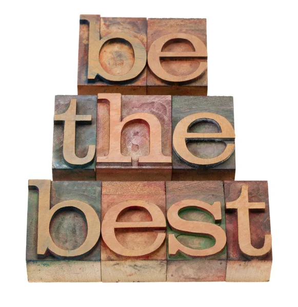 Best Slogan Vintage Wooden Letterpress Printing Blocks Stained Color Inks — Stock Photo, Image