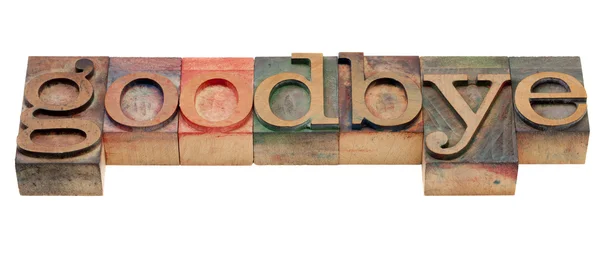 Goodbye - word in wood letterpress type — Stock Photo, Image