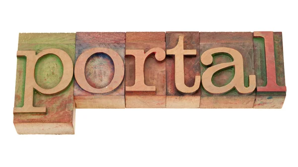 Portal - word in wood letterpress type — Stock Photo, Image