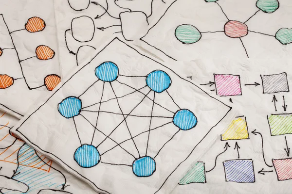 Διαγράμματα δικτύων - doodle χαρτοπετσέτας — Φωτογραφία Αρχείου