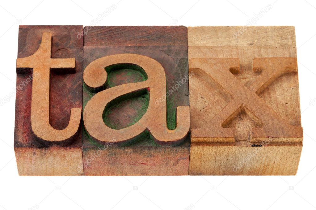 Tax word in wood fonts