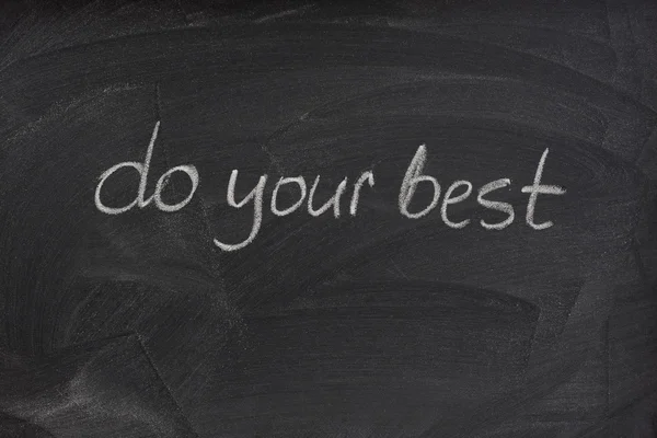 Your Best Motivational Phrase Handwritten White Chalk Blackboard Eraser Smudge — Stock Photo, Image