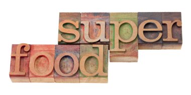 Super food - words in letterpress type clipart