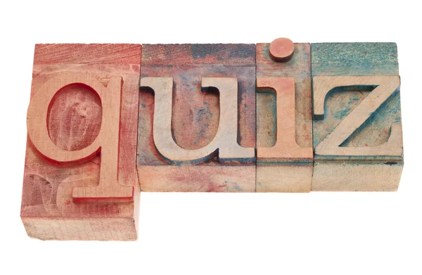 Quiz woord in hout boekdruk type — Stockfoto