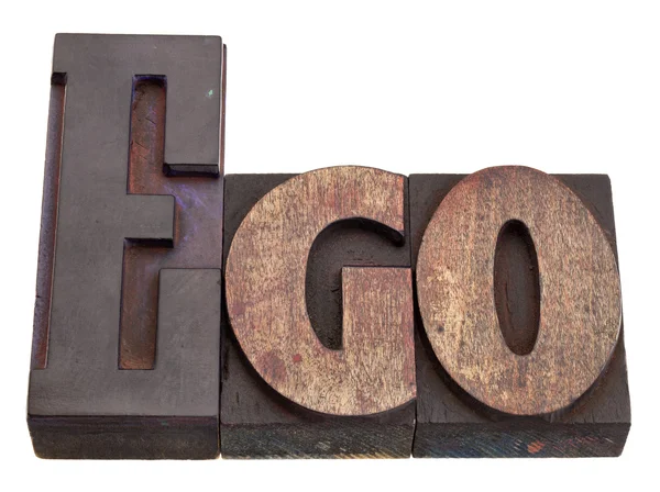 Ego - palavra no tipo de tipografia — Fotografia de Stock