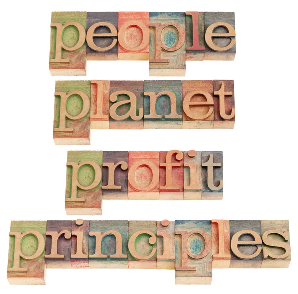 Planet, Profit, Prinzipien — Stockfoto