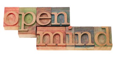 Open mind in letterpress type clipart