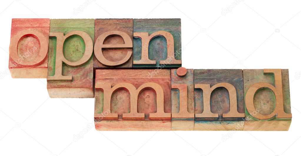 Open mind in letterpress type