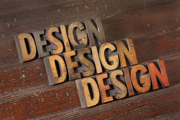 Design szó elvont típus Magasnyomó — Stock Fotó